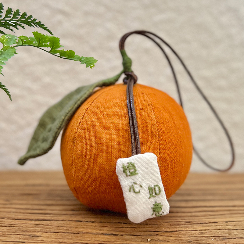 Colgante de bolsas naranjas Lu bordado a mano DIY material paquete de frutas adornos creativos bordados bolsas de moxa colgante