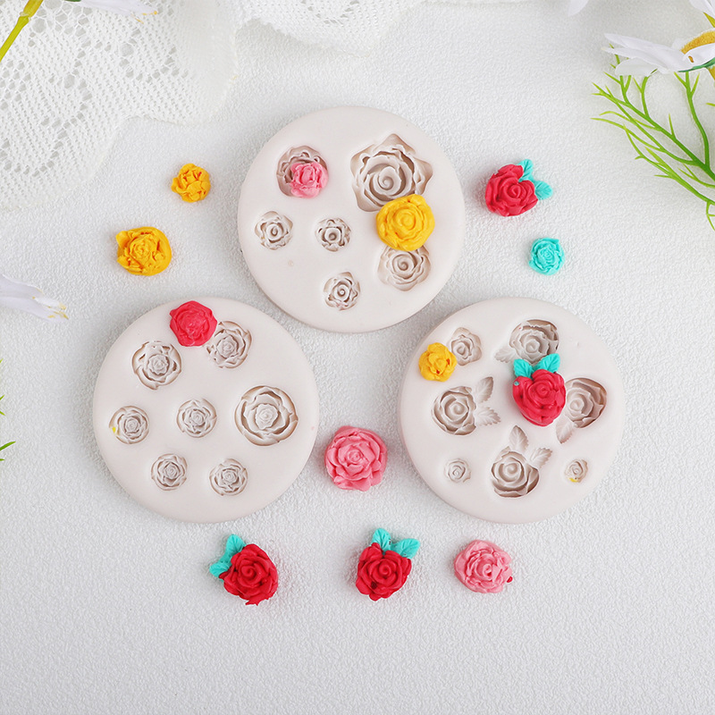 Rosas de hoja de silicona molde de cinta magnética mousse pastel de chocolate aromático decoración accesorios de goteo
