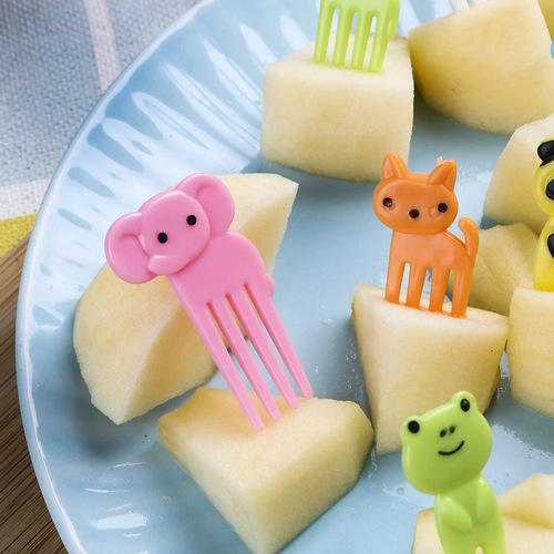 儿童卡通水果叉日式便当签家用甜品签动物款插水果小叉子装饰叉
