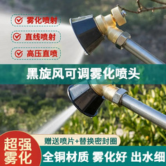 Agricultural all-copper black swirling vortex high-pressure nozzle adjustable windproof sprayer for medicament atomization
