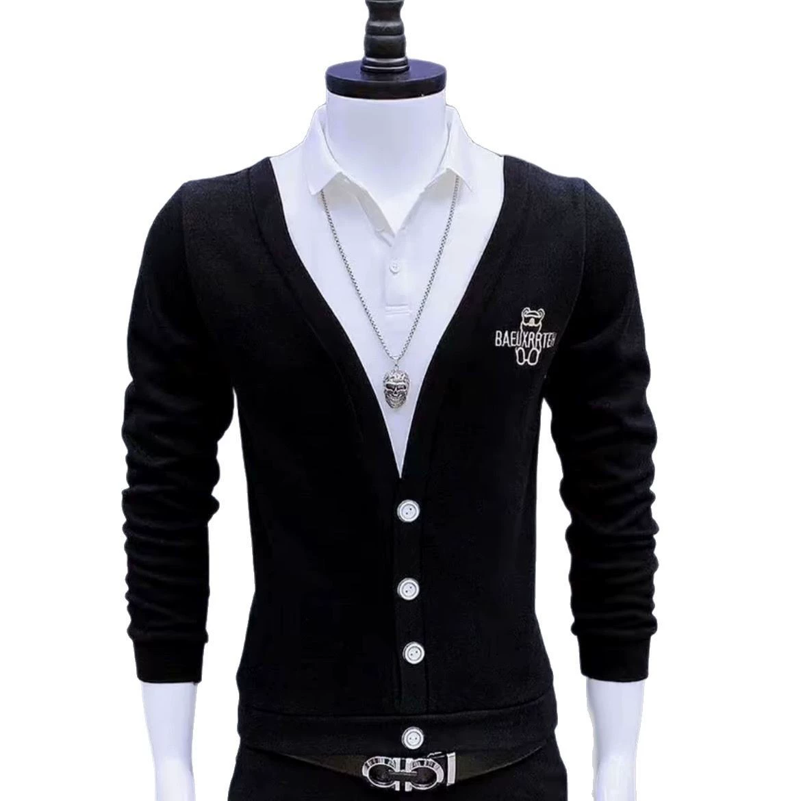 Трендовый набор, толстовка, мужская универсальная рубашка, осень, slim fit