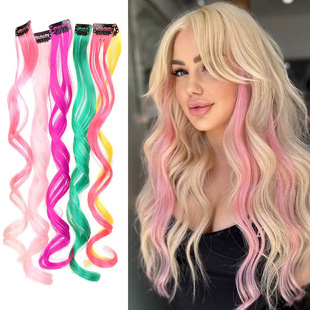 Factory wholesale ear-hanging dyed wig color Roll hair extension piece one-piece female dyed seamless hair extension piece curly hair
