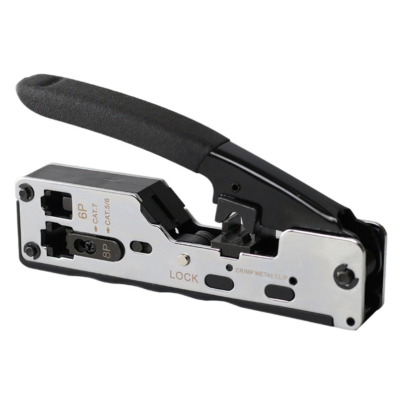 Siete tipos de alicates de cable de red perforados alicates de compresión de orificio pasante 5 5 6 7 tipos 8P6P tipo de engarzamiento multifuncional al por mayor