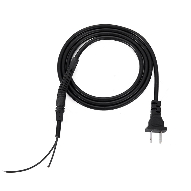 Cable de alimentación estándar estadounidense cable de alimentación estándar nacional rizador de pelo eléctrico cable de dos núcleos cable de alimentación de una sola cabeza Cable Ventas directas de la fábrica