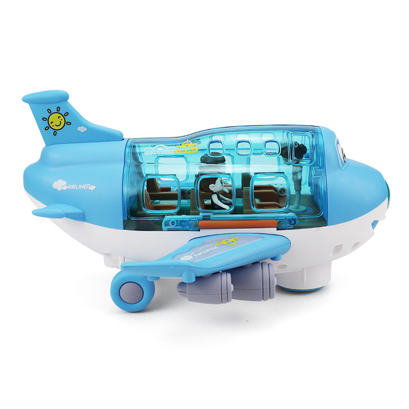 Tiktok universal para niños Q lindo avión de pasajeros música ligera universal 360 aviones giratorios modelo de coche de juguete eléctrico transfronterizo