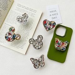 手機氣囊支架桌面看劇追劇背貼可伸縮愛心滿鑽奢華ins風水鑽蝴蝶