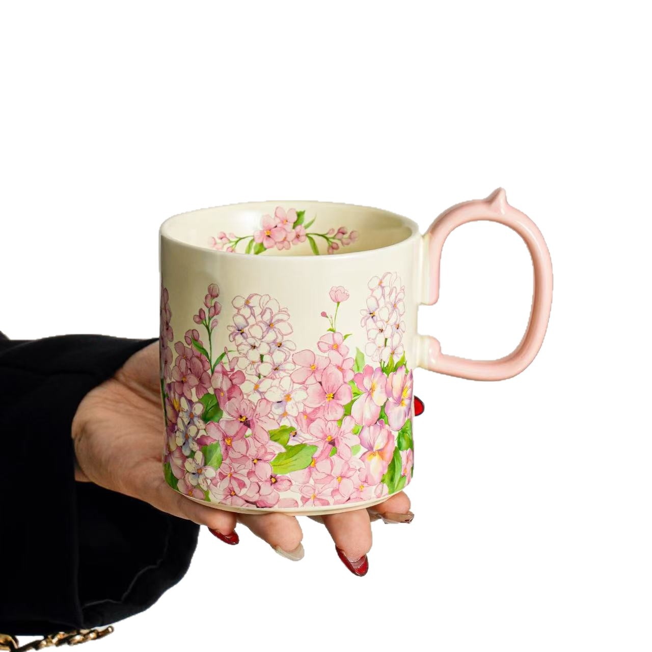 Jardín de brocade tazas de cerámica de alta calidad tazas de agua domésticas de oficina de niñas tazas de café de flores de té exquisitas