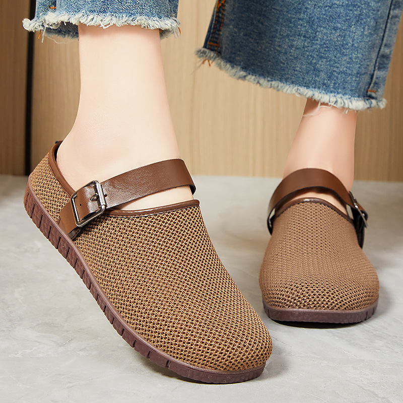 Zapatos estilo de verano para mujer sandalias retro de todo fósforo ins pantuflas de mujer malla casual Baotou zapatos de medio soporte personalizado