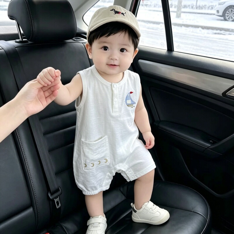 (Tencel Linen) Unisex Summer Cute Style Sleeveless Baby Romper Newborn Baby Jumpsuit Onesie (Tencel Linen) Unisex Summer Cute Style Sleeveless Baby Romper Newborn Baby Jumpsuit Onesie