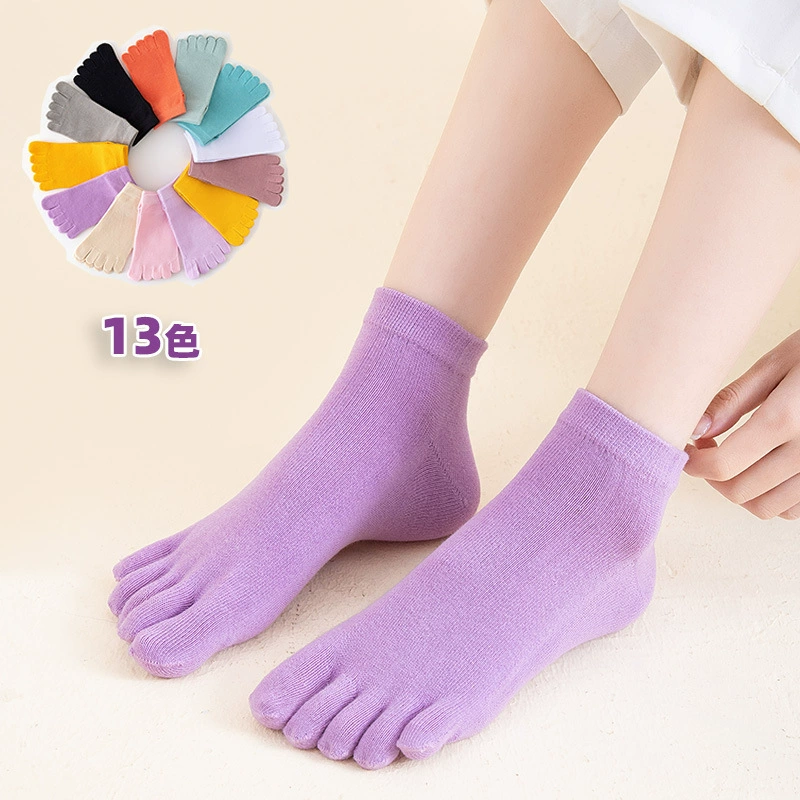 Короткие женские носки с пятью пальцами, впитывающие пот и изолирующие летние хлопчатобумажные носки, носки с разрезом, носки с пятью пальцами, весенние и осенние носки, низкие носки.