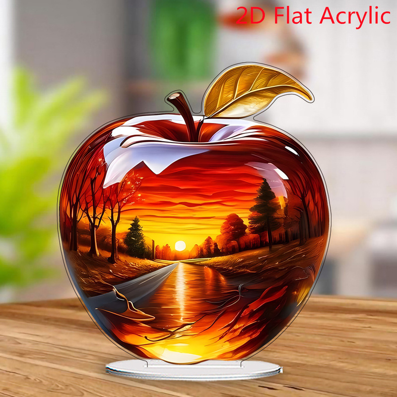 Temu Ornaments 2D Acrylic Decoration Apple Decorations Office Home Living Room Bedroom Cross-Border Office