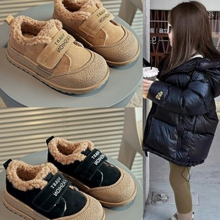 2023 autumn and winter New fleece-lined bread shoes Velcro design thick bottom versatile platform shoes casual sneakers fashion