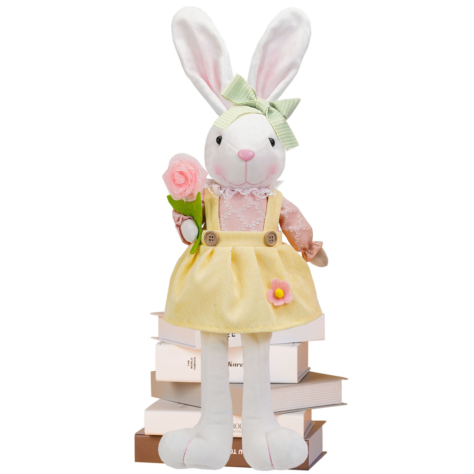 Transfronterizo nueva muñeca de Pascua con rábano que sostiene linda flor muñeca de conejo decoración ambiente de vacaciones Decoración