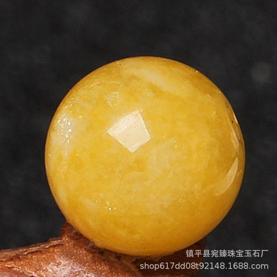 Chicken fat yellow beeswax color jade loose beads round beads single diy back Cloud material hand woven beaded accessories jewelry