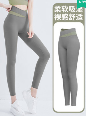 色合わせ半袖ヨガ服セット女性春夏露臍短い上着ヒップパンツランニングトレーニング服|undefined