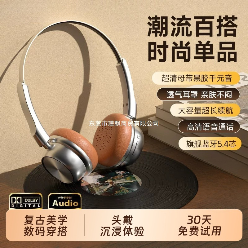2025 New Berlin Retro Head-Mounted Wireless Bluetooth Headset Sports Noise Canceling Headset Ultra-Long Battery Life Professional