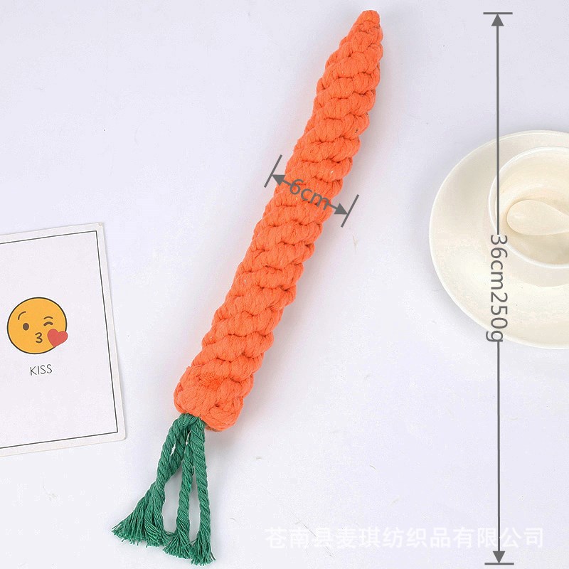 Amazon nuevo gran zanahoria cuerda de algodón nudo de Mascota de juguete de perro mediano y grande suministros de juguete al por mayor