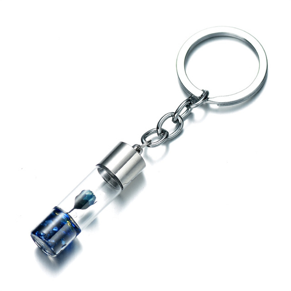 Preserved Flower Keychain Small Pendant Cross-Border Hot-Selling Plant Dried Flower Glass Bottle Pendant Bag Decoration Hanging Ornament Accessory
