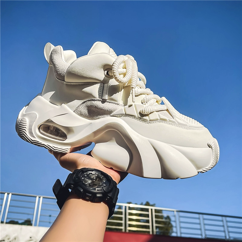 Модные мужские кроссовки осень 2025, новый стиль, повседневные спортивные, с внутренним увеличением роста, белые, трендовые.