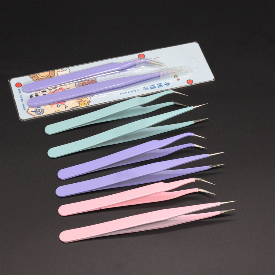 马卡龙镊子不锈钢diy手工美甲手帐咕卡镊子手机维修工具夹子批发