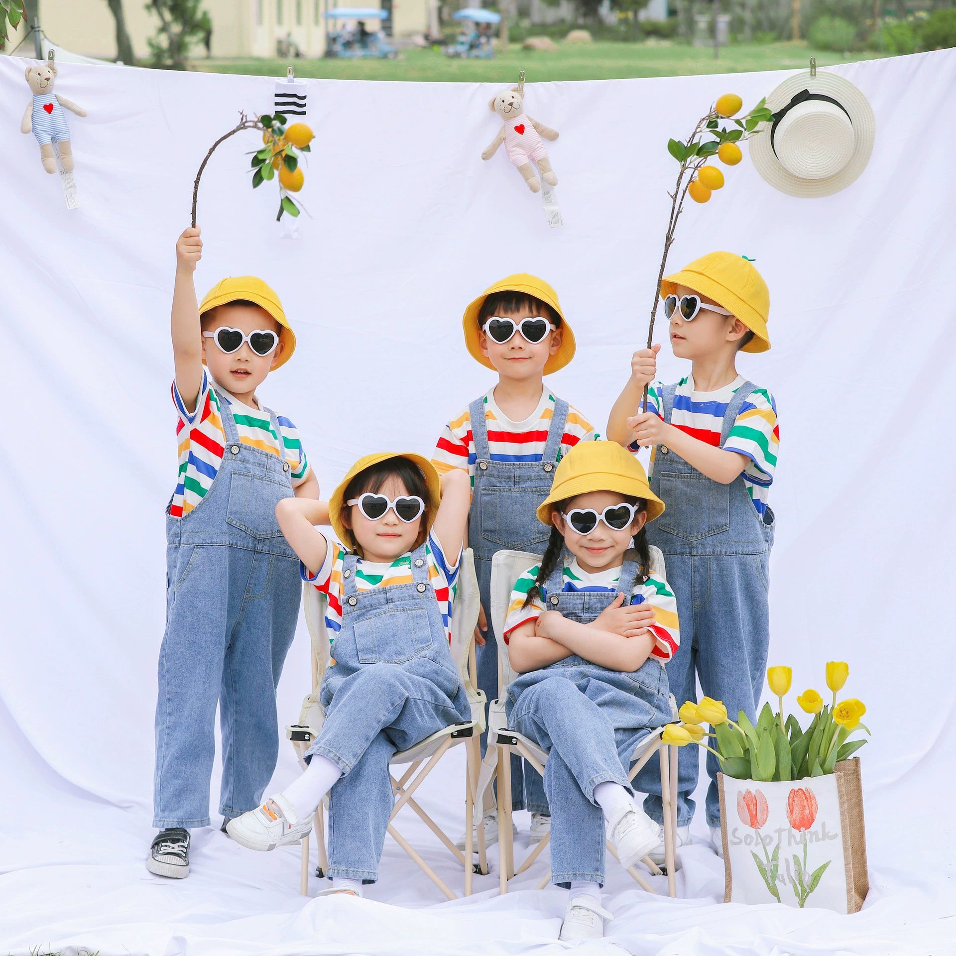 Костюм для детей Легкий джинсовый костюм для танцев Летний Радуга T с короткими рукавами