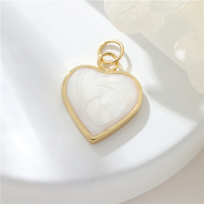 5g Weight Pendant Jewelry Making Type DIY Jewelry Accessories Classification 1 Piece Quantity Copper Material Heart Shape Pattern Enamel Design Sweet, Simple Style Style 1 Piece Copper Heart Shape Pendant 3