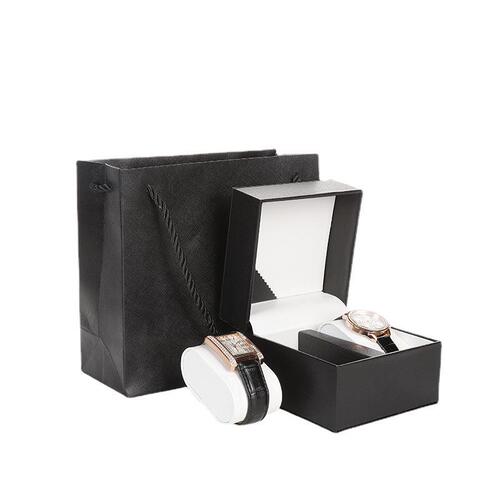 High-end pu leather watch box with rounded corners unit watch box right angle double position watch box with rounded corners pillow bag watch box
