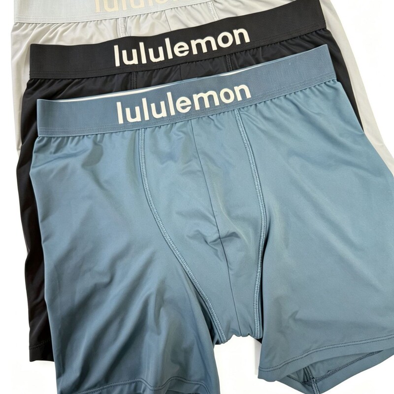 New Lulu Men's Sports Underwear Solid Color Modal Long-Leg Seamless Quick-Dry Ice Silk Boxer Briefs Wholesale