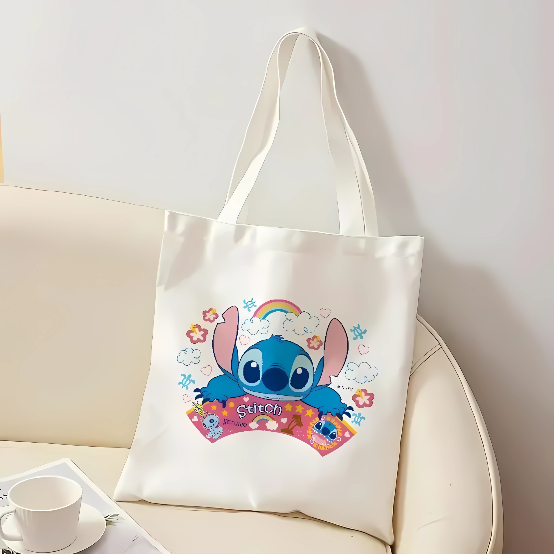 Bolsa de lona de impresión púrpura de pop transfronteriza, bolso de hombro de gran capacidad, portátil perfecto para compras