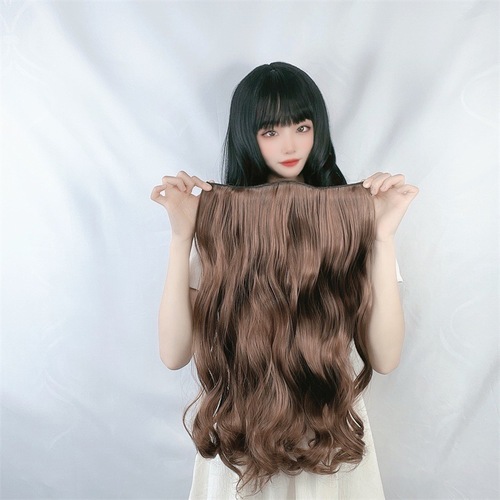 Foreign trade wig European and American long curly hair one-piece wig four-clip high-temperature wire breathable hair extension wig supplier