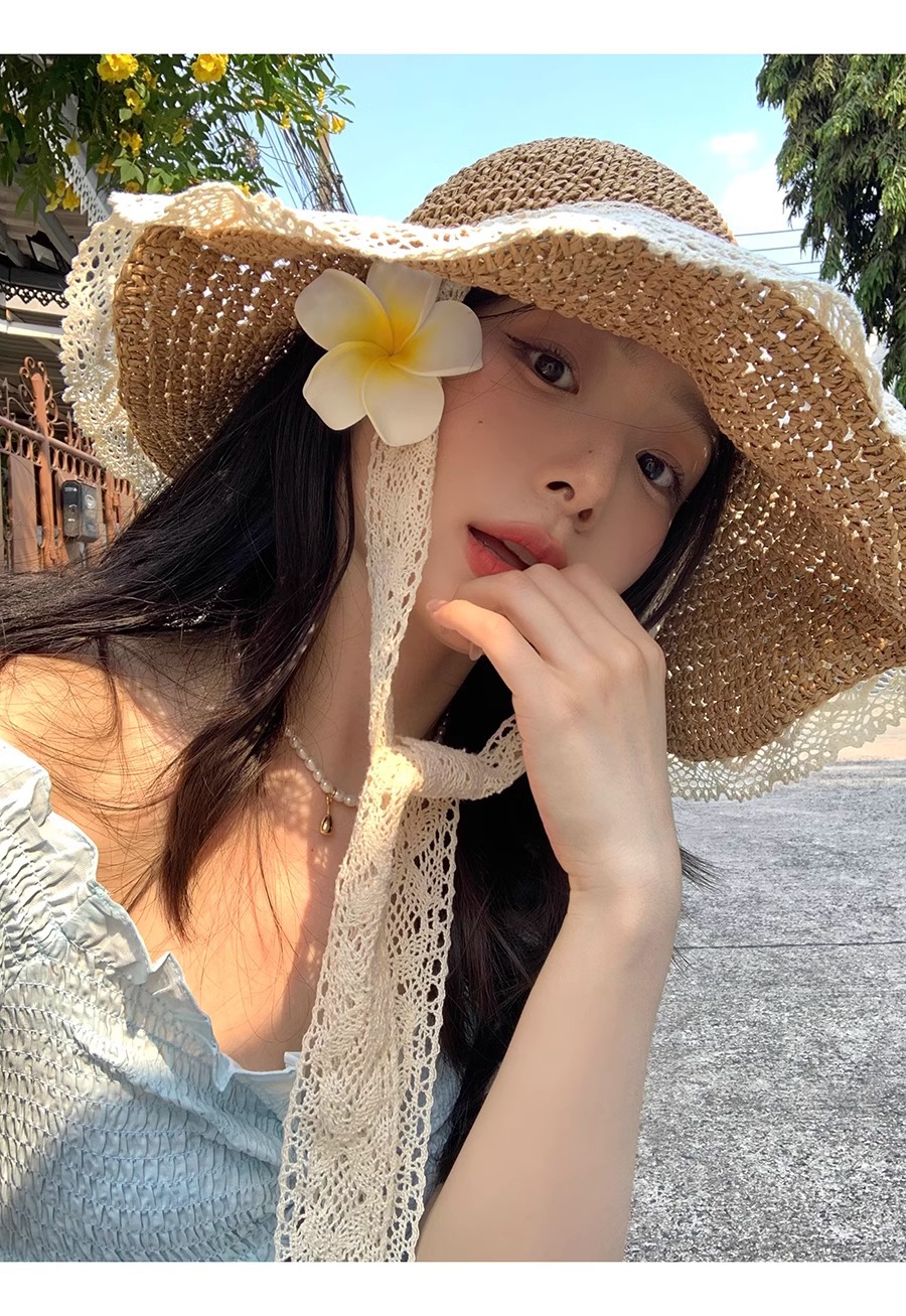 Women's Casual Elegant Flower Bow Knot Big Eaves Straw Hat display picture 6