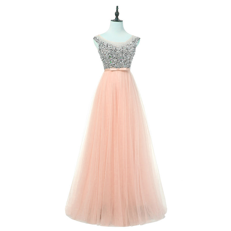 Comercio exterior de Europa y América Amazon AliExpress deseo vestido de noche de las mujeres vestido de novia con cuentas vestido de banquete sin mangas de la industria pesada