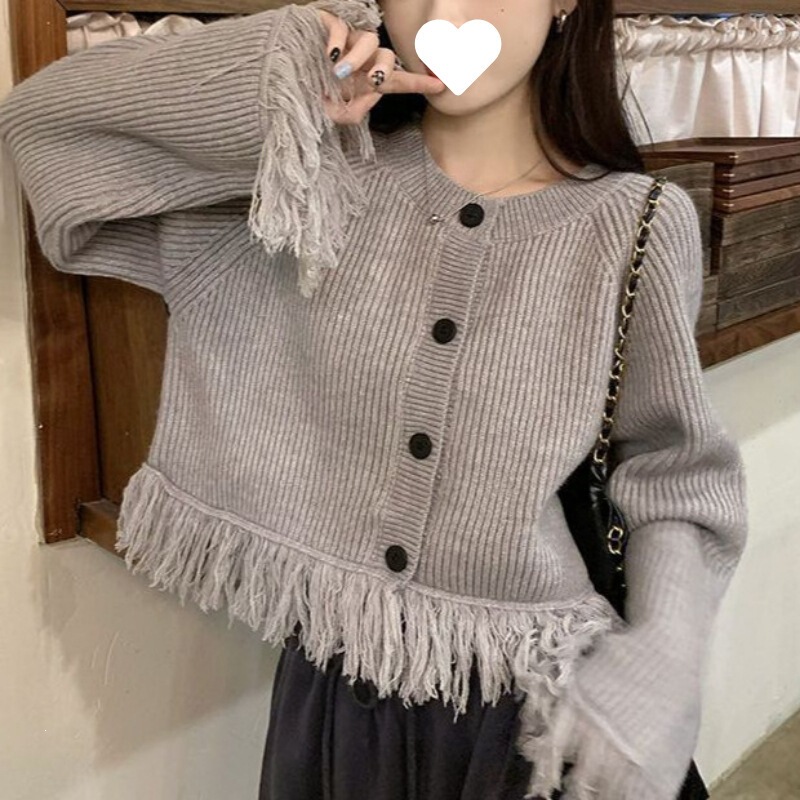 Tassel Sweater Coat for Women, New Style, Loose and Lazy Knit Cardigan, Stylish Design, Short Top, Simple Tassel Sweater Coat for Women, New Style, Loose and Lazy Knit Cardigan, Stylish Design, Short Top, Simple