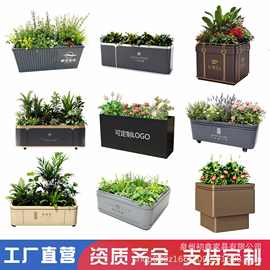 户外不锈钢花箱镀锌钢长方形花槽市政售楼部花盆移动树箱商业组合