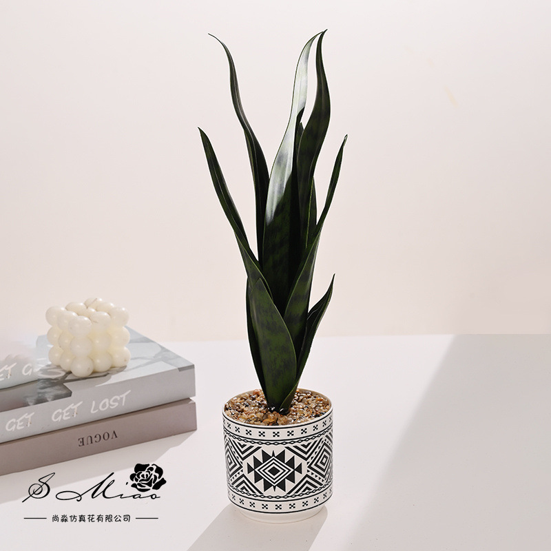 Flores falsas de alta calidad hojas de orquídea tigre flores de simulación de bonsai decoración creativa de moda plantación verde artificial simulación de maceta