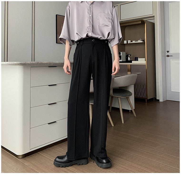 Men's Clothing Spring and autumn mopping pants simple casual trousers men new loose straight trousers black versatile trousers trend_voghion.com