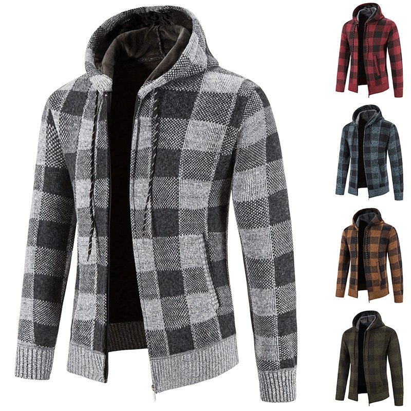 Утолщенный свитер на флисовой подкладке Amazon Зимний трикотаж Взрывы Повседневный спортивный топ больших размеров Кардиган с капюшоном Куртка