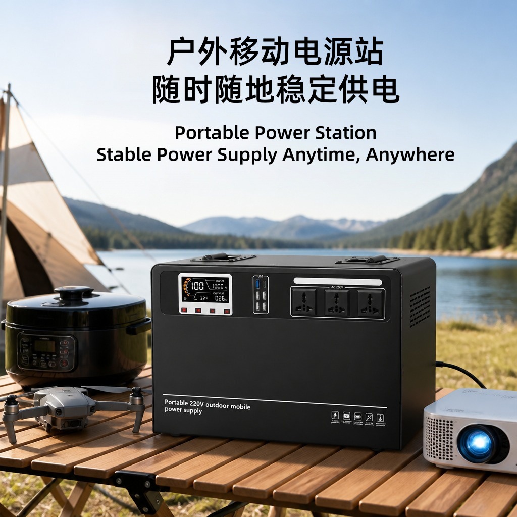 2000W太阳能发电系统家庭储能太阳能发电机储能移动电源便携快充