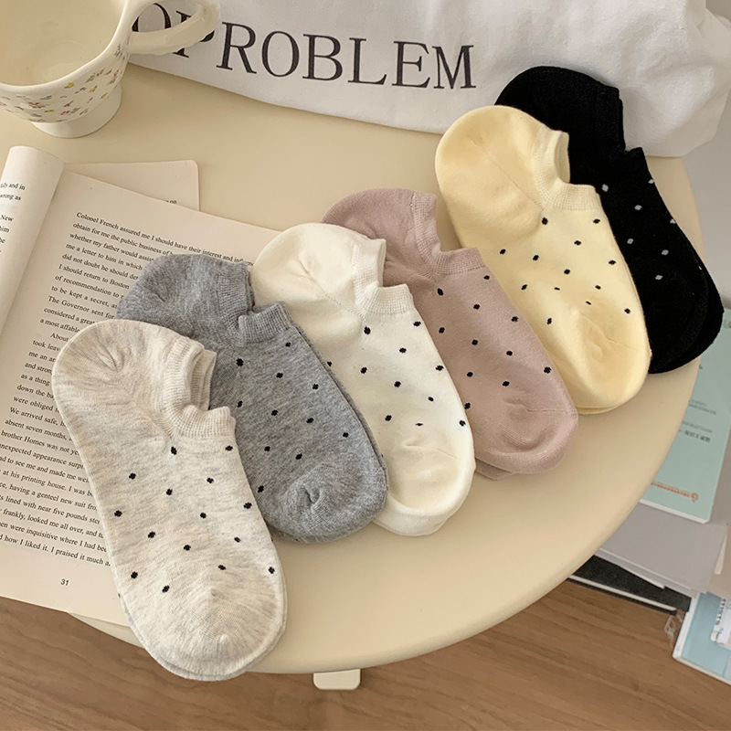 Spring and summer shallow-mouth boat socks wave dot ins Japanese socks children solid color dots do not fall with invisible women's socks wholesale