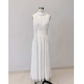衣阁里拉早春新品白色优雅设计感长裙法式复古宴会礼服长裙67277