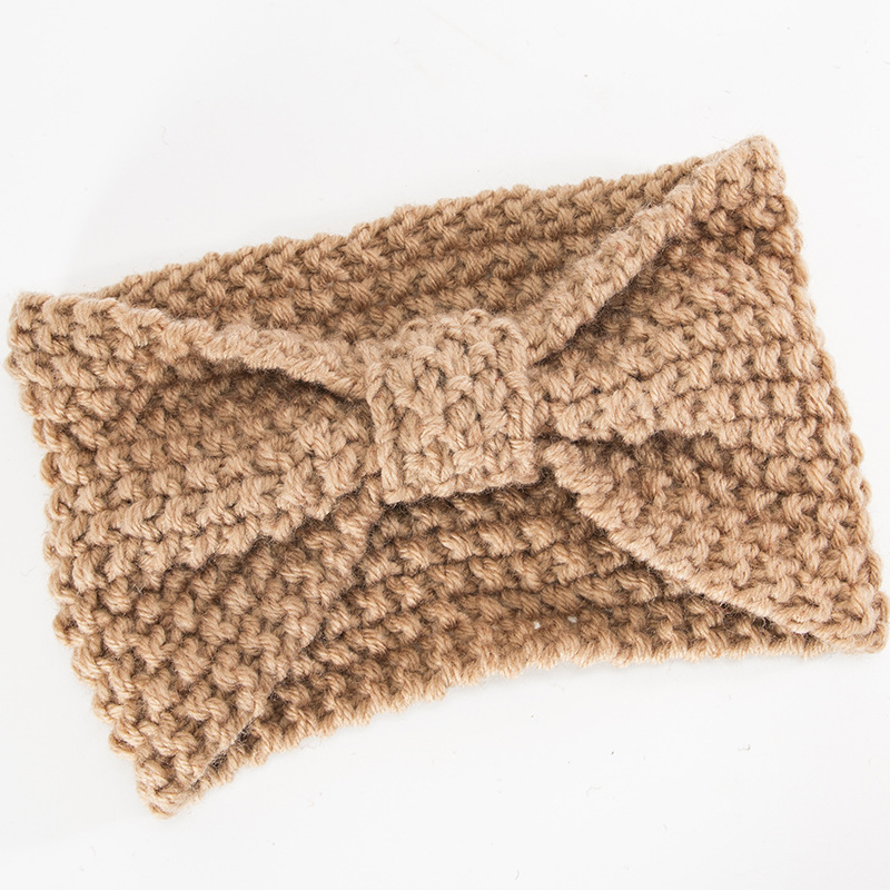 Fascia per maglione lavorata a maglia per accessori e fasce per capelli caldi con fiocco fatto a mano autunno inverno da donna_voghion.com