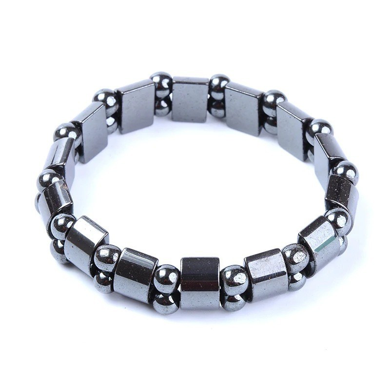 Black gallstone magnetic magnet Bracelet simple beaded Elastic Bracelet Black Beads Magnetic Therapy hand jewelry_voghion.com