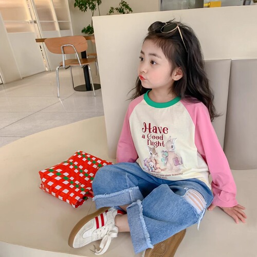 Children's Long-Sleeve T-Shirt Spring and Autumn 2024 New Fashion Pure Cotton T-Shirt for Kids Spring Top Baby Base Shirt Spring Outfit