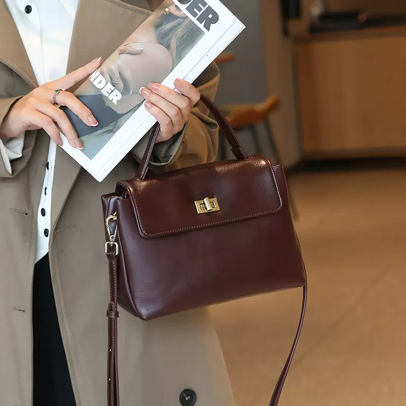 真皮女包包斜挎包女2025新款高级感复古单肩包时尚百搭通勤手提包