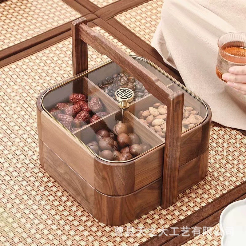 Деревянная коробка для сухофруктов портативная закуска кондитерская коробка двухслойная специальная коробка для чая Весенний фестиваль конфеты орехи деревянная коробка