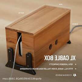 跨境木制数据线收纳盒插排插座电源线整理盒集线盒实木理线盒