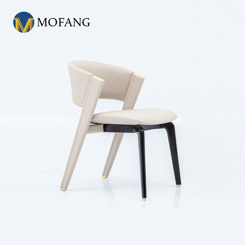 意式輕奢餐椅家用設計師靠背椅子扇形現代簡約北歐咖啡廳實木書椅