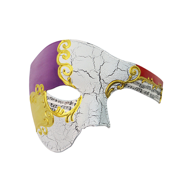 Máscara de media cara de nota de crack veneciana transfronteriza Máscara de fiesta de disfraces vintage para hombre Máscara de Halloween