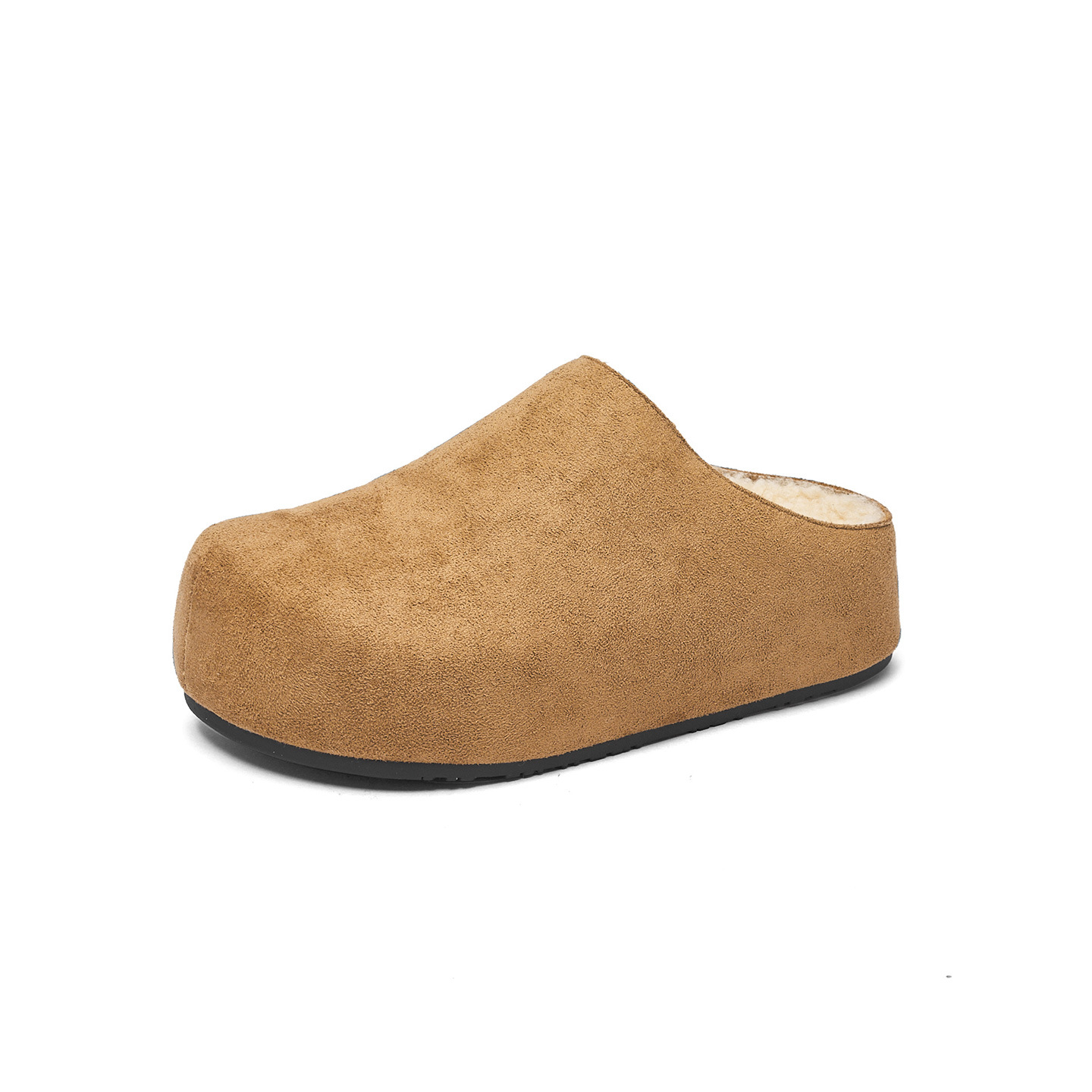 Augu Shi Deng fondo grueso más terciopelo Bocken zapatos para mujeres 2025 nuevo otoño y invierno de peluche con un pedazo de zapatos de algodón medio zapatillas