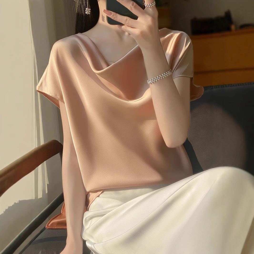 Summer solid silk tank top